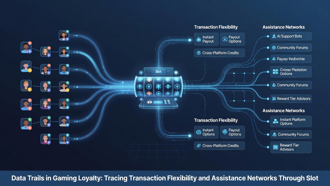 Illustration of customer support teams analyzing loyalty data trails from various gaming activities