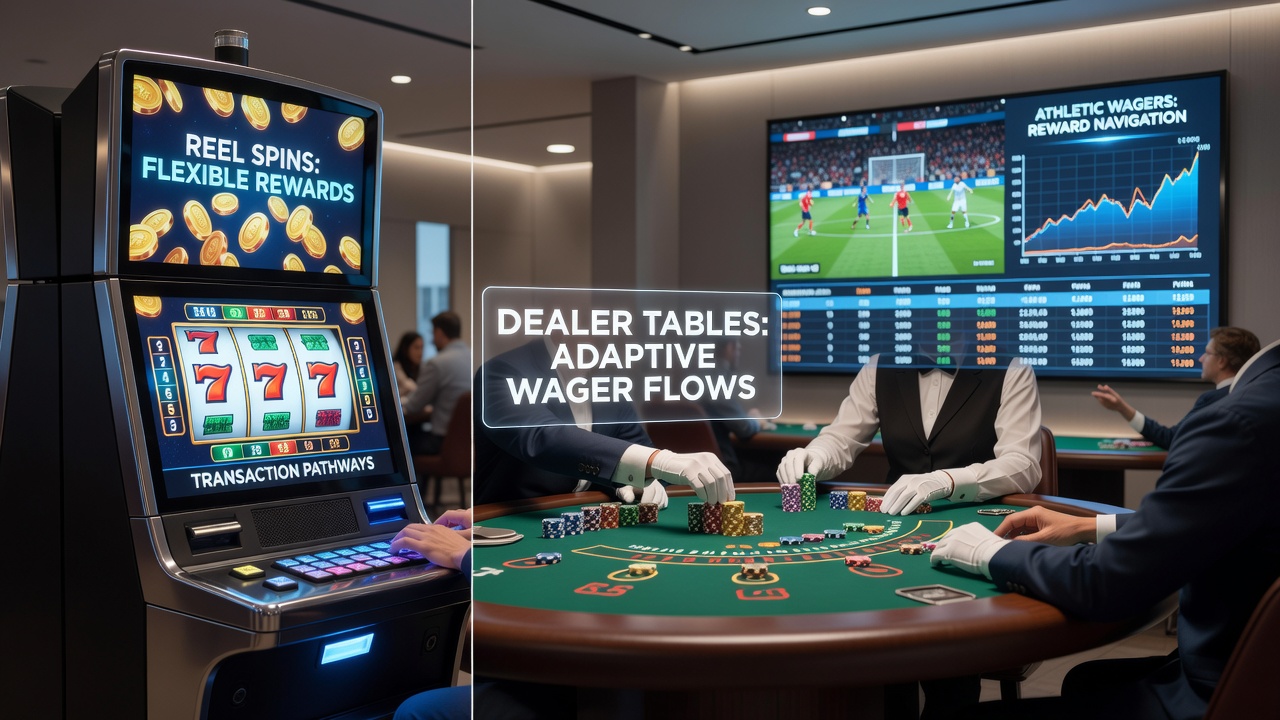 Overview of digital gaming reward systems showing interconnected slots, tables, and betting interfaces