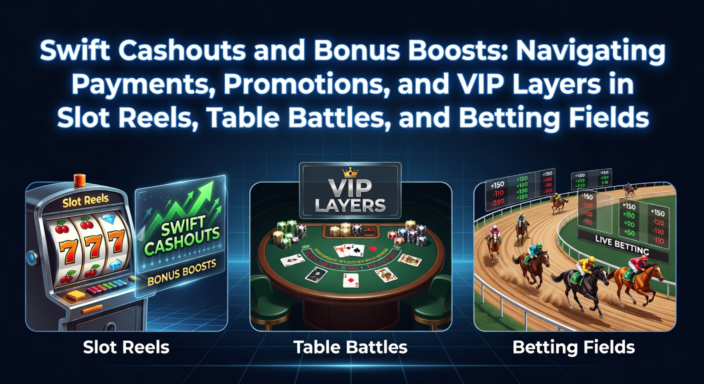 Vibrant display of slot reels spinning with glowing bonus symbols, overlaid by icons representing quick cashouts and VIP badges in a dynamic casino interface